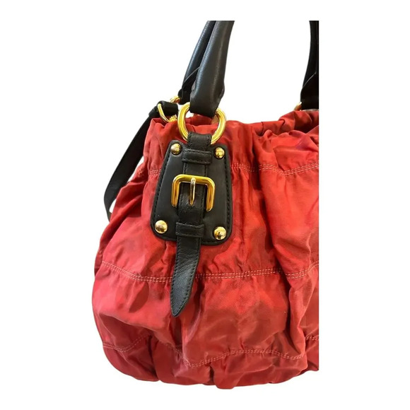 Prada Red/Black Authentic Nylon Tessuto Leather Crossbody Handbag Purse GUC - Picture 7 of 12
